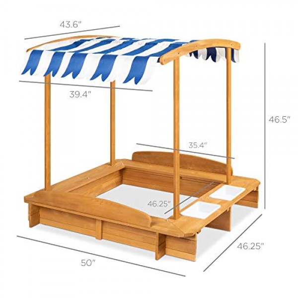 Best Choice Products Kids Wooden Cabana Sandbox Play Station for C...