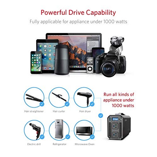 BESTEK 1000W Pure Sine Wave Power Inverter DC 12V to 110V AC Car I...
