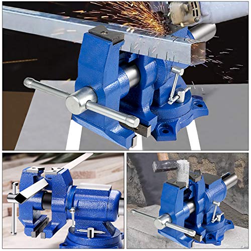 BestEquip Bench Vise 6”,Heavy Duty Double Swivel Rotating Vise Hea...