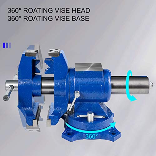 BestEquip Bench Vise 6”,Heavy Duty Double Swivel Rotating Vise Hea...