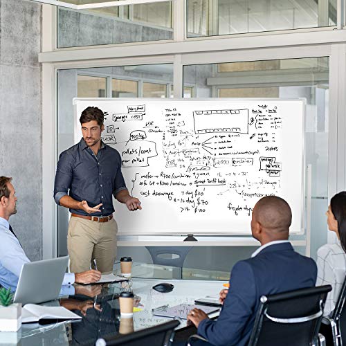 Mobile Whiteboard 72x40 Double-Sided Rolling Whiteboard with S...