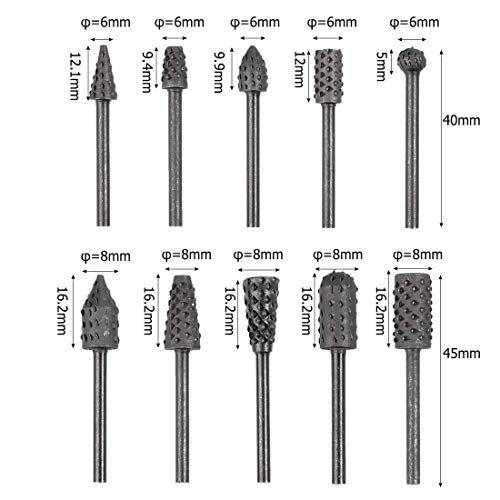 Bestgle 1/83mm Shank Rotary Burr Rasp Set Carbon Steel Wood Ca...