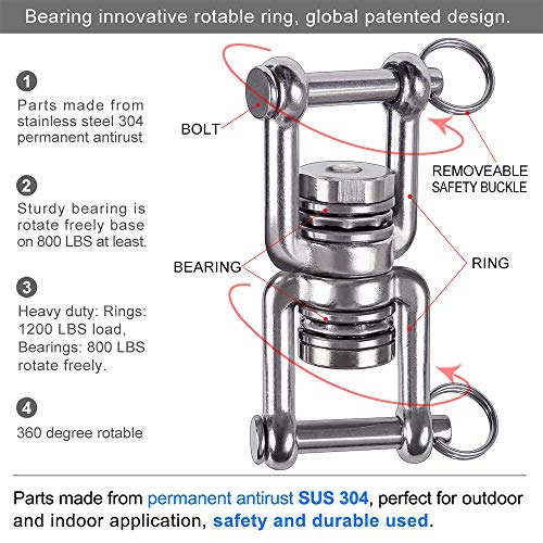Besthouse Swing Swivel with 2 Bearing, 360° Rotation, 770LB Capaci...