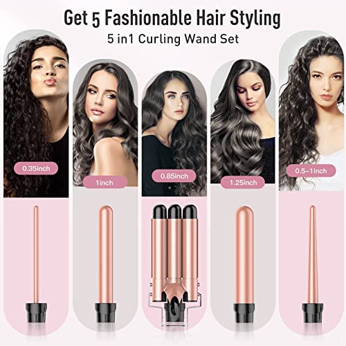 Waver Curling Iron Curling Wand - BESTOPE PRO 5 in 1 Curling Wand ...