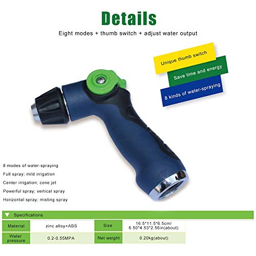 High Pressure Hose Nozzle Sprayer Aluminum Alloy Water Hose Nozzle...