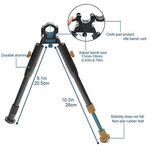 BESTSIGHT Clamp-on Bipod for Rifles 6-9 inch Folding Hard Bipod Ad...