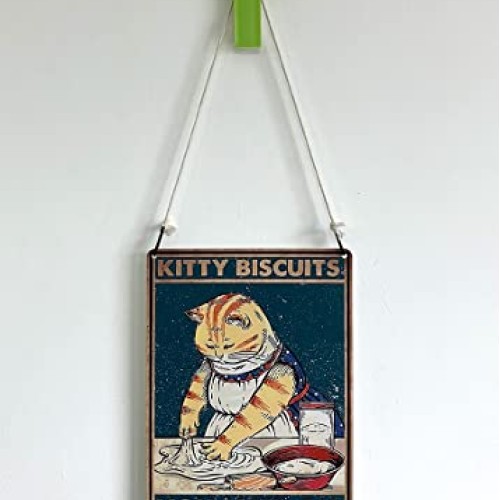 Kitty Biscuits You Need We Knead Cat Retro Sign Vintage Decor For ...