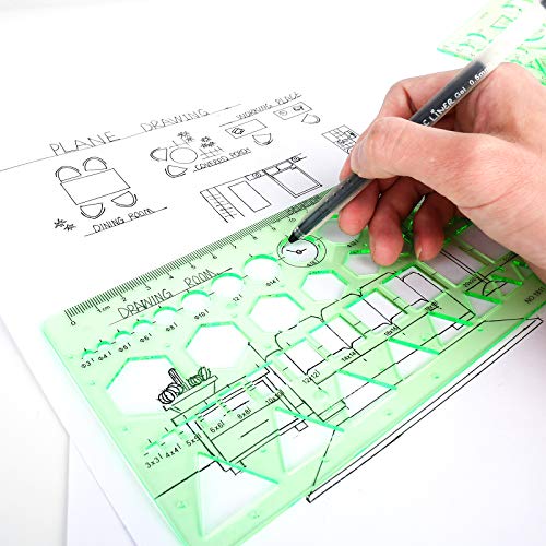 11PCS Geometric Drawings Templates, Drafting Stencils Measuring To...