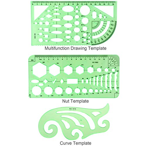 11PCS Geometric Drawings Templates, Drafting Stencils Measuring To...