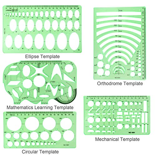 11PCS Geometric Drawings Templates, Drafting Stencils Measuring To...