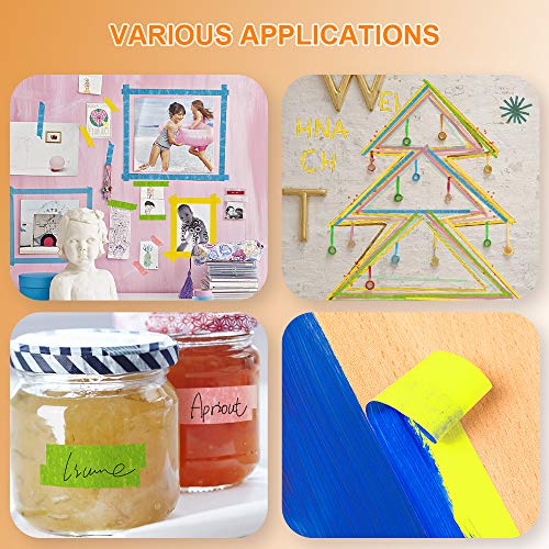 Colored Masking Tape, 6 Rolls of 21.87 Yards×0.59 Inch Crafts Labe...