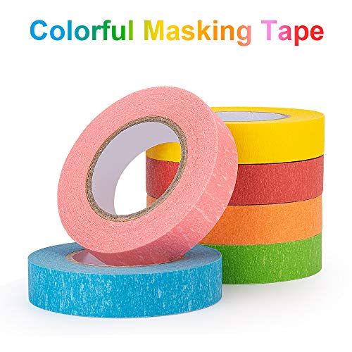 Colored Masking Tape, 6 Rolls of 21.87 Yards×0.59 Inch Crafts Labe...