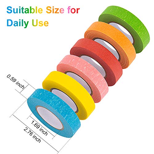 Colored Masking Tape, 6 Rolls of 21.87 Yards×0.59 Inch Crafts Labe...