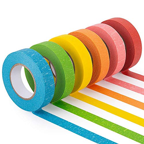 Colored Masking Tape, 6 Rolls of 21.87 Yards×0.59 Inch Crafts Labe...