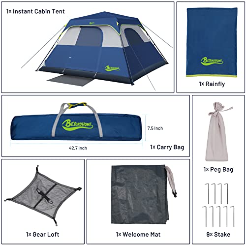 BeyondHOME Tent, 6 Person 60 Sec Setup Family Camping Tent, Waterp...