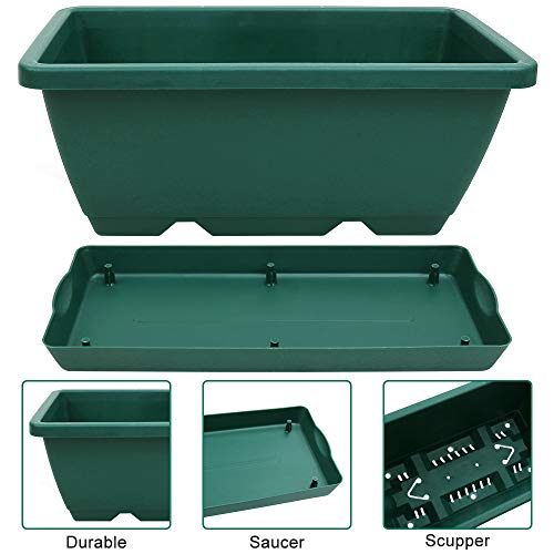 Beyoung 6 Packs Window Box Planter, 14 x 7.4 x 5.8 Inches Green Fl...