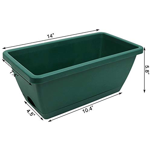 Beyoung 6 Packs Window Box Planter, 14 x 7.4 x 5.8 Inches Green Fl...