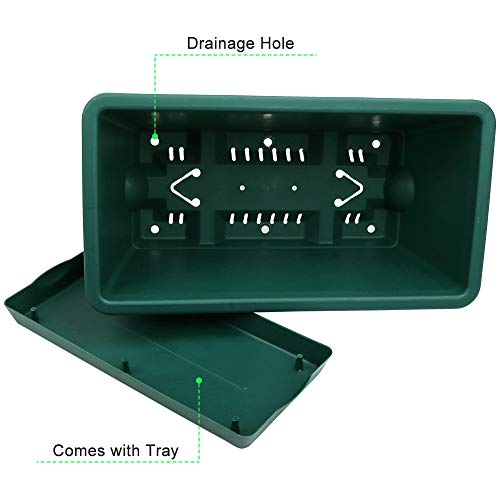 Beyoung 6 Packs Window Box Planter, 14 x 7.4 x 5.8 Inches Green Fl...