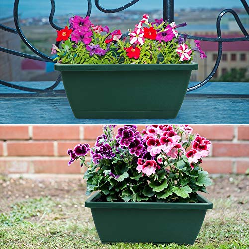 Beyoung 6 Packs Window Box Planter, 14 x 7.4 x 5.8 Inches Green Fl...