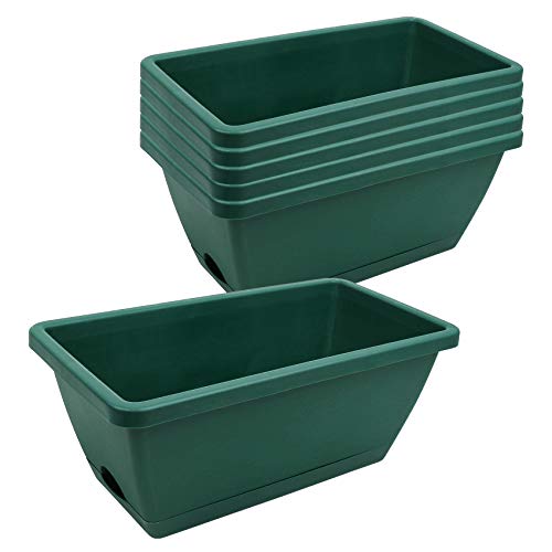 Beyoung 6 Packs Window Box Planter, 14 x 7.4 x 5.8 Inches Green Fl...