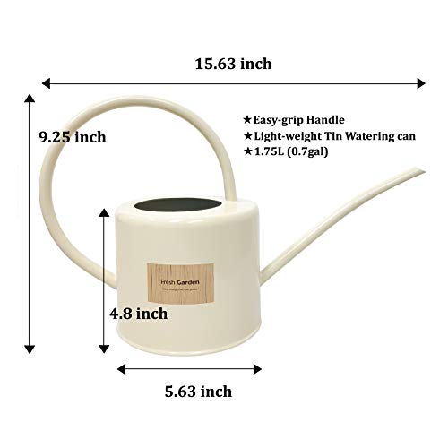 BFA Metal Watering Can with Long Spout, 1.75L 0.7 gal RETR Cream