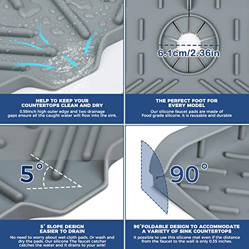 Silicone Faucet Handle Drip Catcher Tray Mat, Silicone Faucet Mat ...