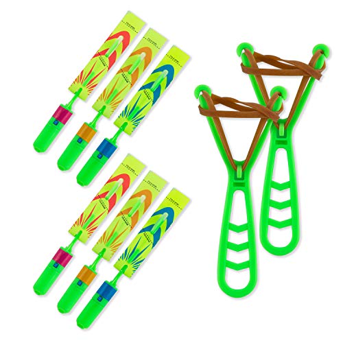 bhappy Rocket Slingshot Copters with LED Lights 6 pcs Copters 2 pc...