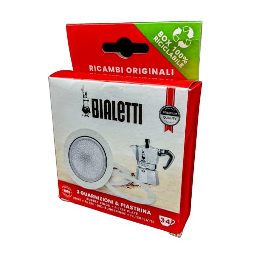 Bialetti 3 Gaskets Rubber Rings 1 Filter Plate Replacement for M...