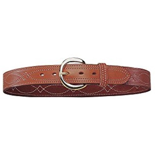 Bianchi B12 Fancy Stitched Belt, 1.5 Width, Tan Finish, Brass Buc...