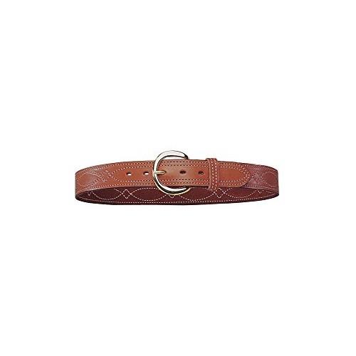 Bianchi B12 Fancy Stitched Belt, 1.5 Width, Tan Finish, Brass Buc...