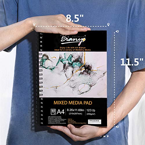 Bianyo Mixed Media Paper Pad, A4 8.26 X 11.69, 60 Sheets/Each,...