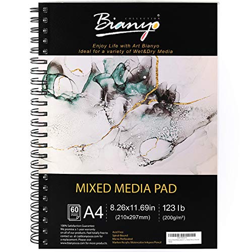 Bianyo Mixed Media Paper Pad, A4 8.26 X 11.69, 60 Sheets/Each,...