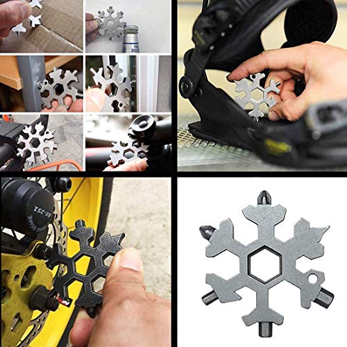 3 Pack-18 In 1 snowflake multitool－Stainless Steel Snowflakes Mul...