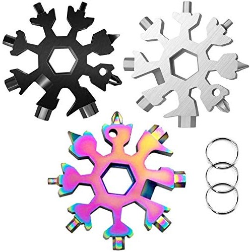 3 Pack-18 In 1 snowflake multitool－Stainless Steel Snowflakes Mul...