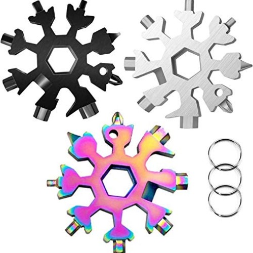 3 Pack-18 In 1 snowflake multitool－Stainless Steel Snowflakes Mul...