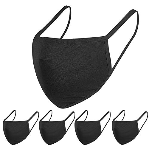 5 Pack Fashion Protective, Unisex Black Dust Cotton, Washable, Reu...