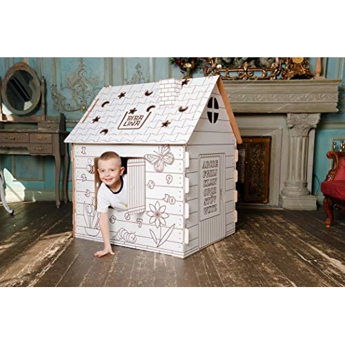 Cardboard Playhouse – Coloring Indoor Outdoor Playhouse for Toddle...
