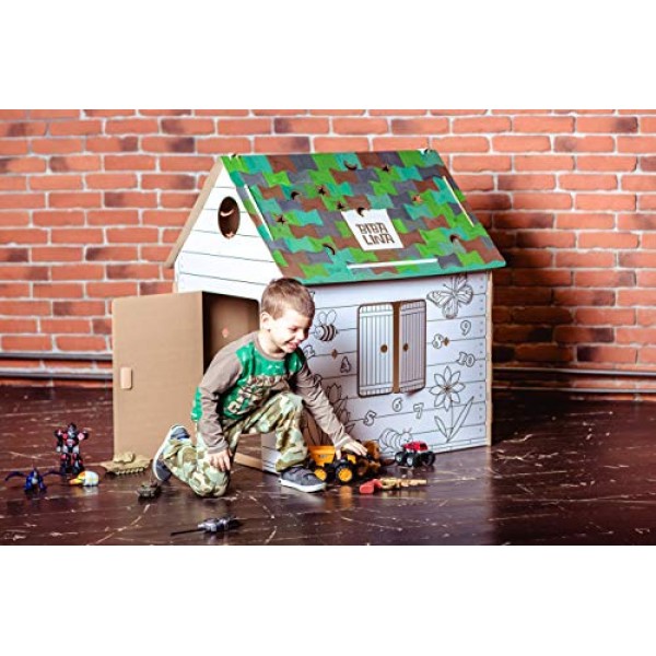 Cardboard Playhouse – Coloring Indoor Outdoor Playhouse for Toddle...