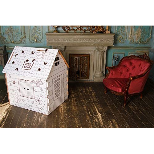Cardboard Playhouse – Coloring Indoor Outdoor Playhouse for Toddle...