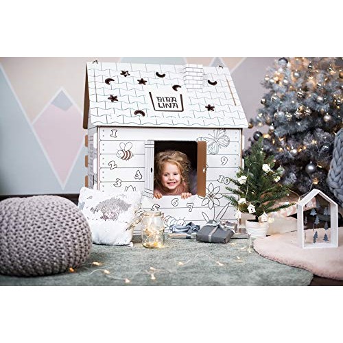 Cardboard Playhouse – Coloring Indoor Outdoor Playhouse for Toddle...