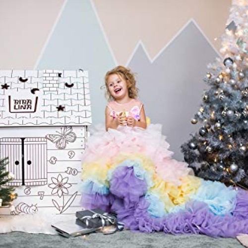 Cardboard Playhouse – Coloring Indoor Outdoor Playhouse for Toddle...