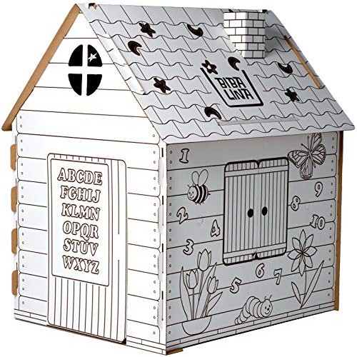 Cardboard Playhouse – Coloring Indoor Outdoor Playhouse for Toddle...