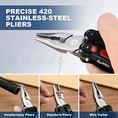 Multitool Pliers, Bibury 14-in-1 420 Stainless Steel Pocket Multit...