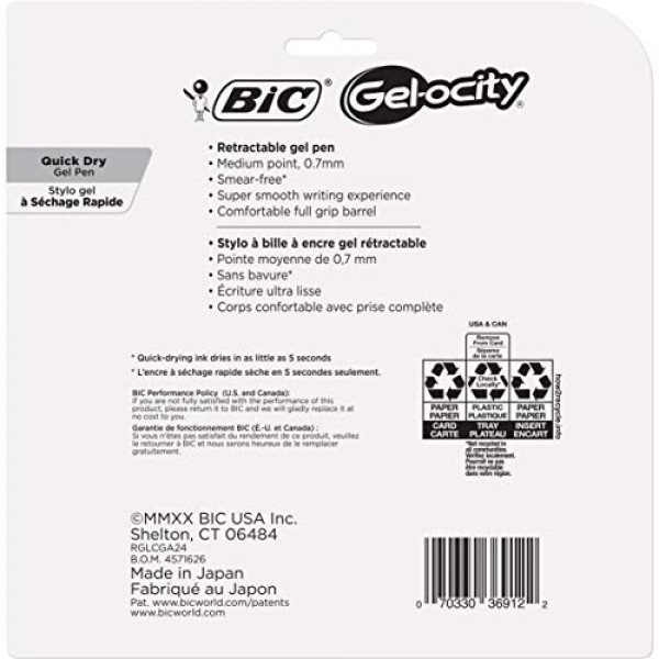 BIC Gel-ocity Quick Dry Dries Up To 3x Faster SUPER BRIGHT COLOR...
