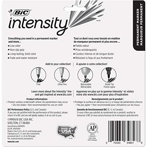 BIC Intensity Metallic Permanent Marker, Fine Point, Assorted Colo...
