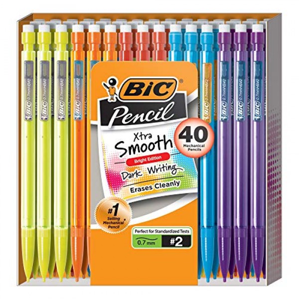 BIC Mechanical Pencil Xtra Smooth Bright Edition, Black, 0.7mm, 40...