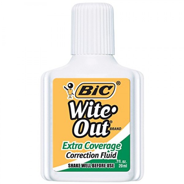 BIC Wite-Out Brand Extra Coverage Correction Fluid, 20 ml, White, ...