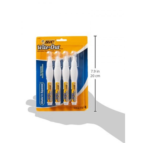 BIC Wite-Out Shake n Squeeze Correction Pen, 8 ml, White, 4/Pack ...