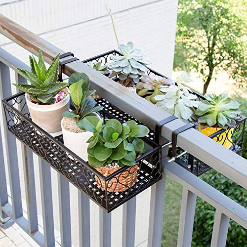 Bicaquu Flower Rack,Iron Balcony Hanging Flower Pot Stand Plant St...
