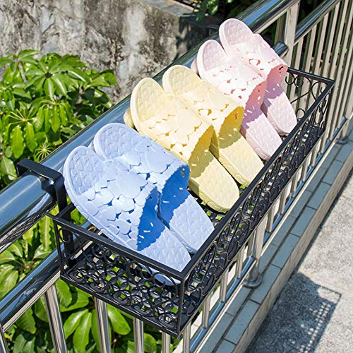 Bicaquu Flower Rack,Iron Balcony Hanging Flower Pot Stand Plant St...